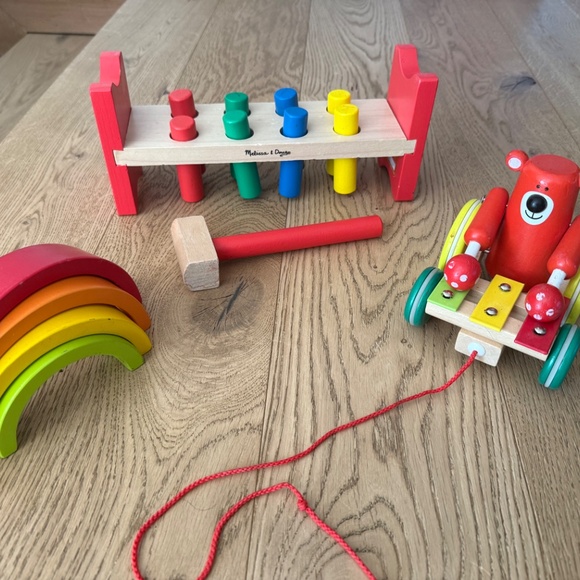 Bundle Montessori wooden toys for toddler stack hammer a peg pull - Picture 3 of 4